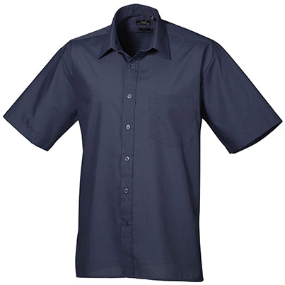 Premier PR202 Men’s Navy Short-Sleeve Poplin Shirt