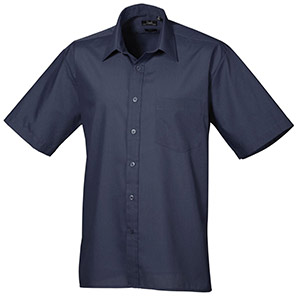 Premier PR202 Men’s Navy Short-Sleeve Poplin Shirt 23in