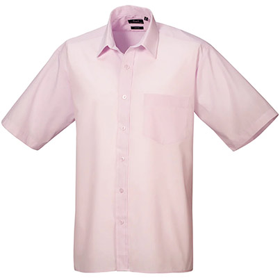 Premier PR202 Men’s Pink Short-Sleeve Poplin Shirt