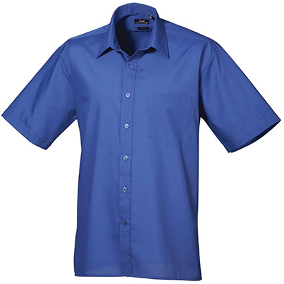 Premier PR202 Men’s Royal Blue Short-Sleeve Poplin Shirt