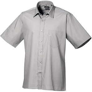 Premier PR202 Men’s Silver Short-Sleeve Poplin Shirt 23in