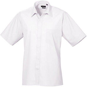 Premier PR202 Men’s White Short-Sleeve Poplin Shirt 23in