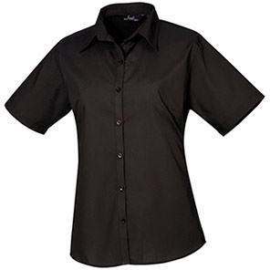 Premier PR302 Black Short-Sleeve Poplin Blouse 30