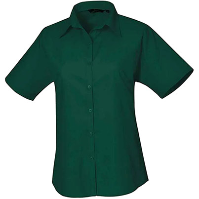 Premier PR302 Bottle Green Short-Sleeve Poplin Blouse