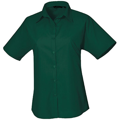 Premier PR302 Bottle Green Short-Sleeve Poplin Blouse