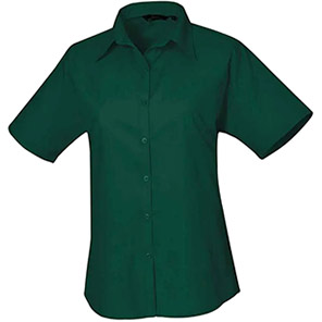 Premier PR302 Bottle Green Short-Sleeve Poplin Blouse 26