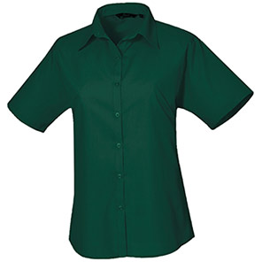 Premier PR302 Bottle Green Short-Sleeve Poplin Blouse 26