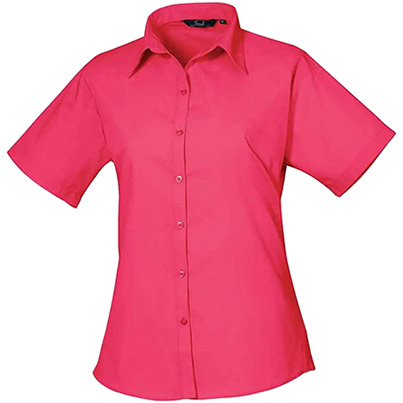 Premier PR302 Hot Pink Short-Sleeve Poplin Blouse