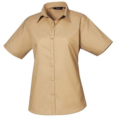 Premier PR302 Khaki Short-Sleeve Poplin Blouse