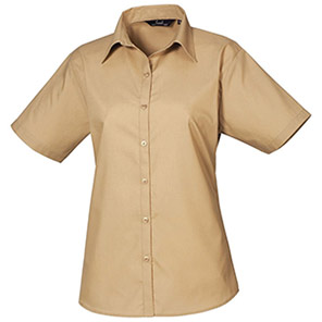 Premier PR302 Khaki Short-Sleeve Poplin Blouse 26