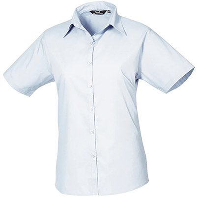 Premier PR302 Light Blue Short-Sleeve Poplin Blouse