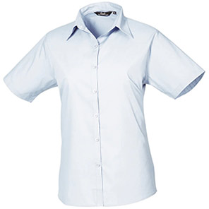 Premier PR302 Light Blue Short-Sleeve Poplin Blouse 30
