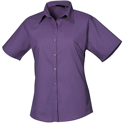 Premier PR302 Purple Short-Sleeve Poplin Blouse