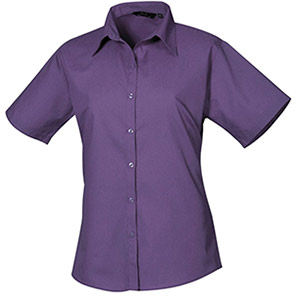 Premier PR302 Purple Short-Sleeve Poplin Blouse 30