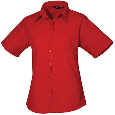 Premier PR302 Red Short-Sleeve Poplin Blouse