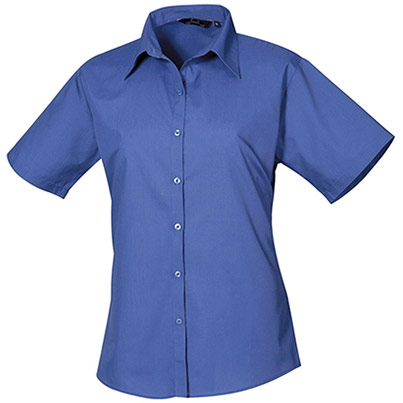 Premier PR302 Royal Blue Short-Sleeve Poplin Blouse