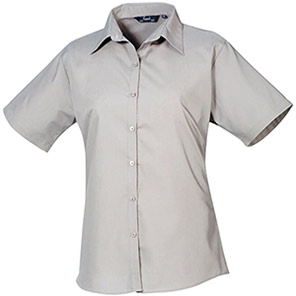 Premier PR302 Silver Short-Sleeve Poplin Blouse 30