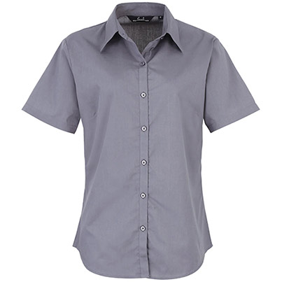 Premier PR302 Steel Short-Sleeve Poplin Blouse