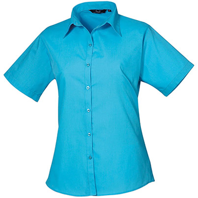 Premier PR302 Turquoise Short-Sleeve Poplin Blouse