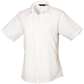 Premier PR302 White Short-Sleeve Poplin Blouse 30