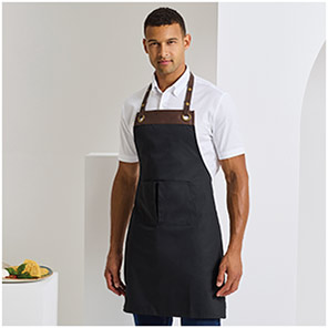 Premier Espresso PR123 Black/Brown Bib Apron