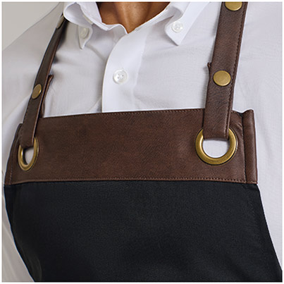 Premier Espresso PR123 Black/Brown Bib Apron
