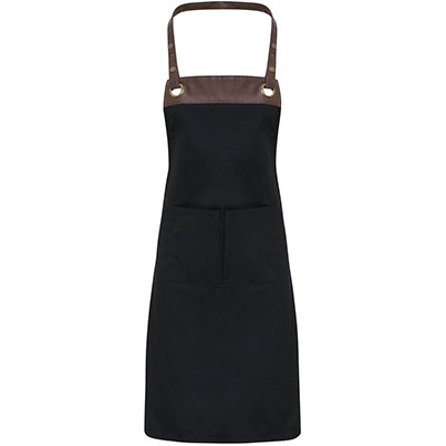 Premier Espresso PR123 Black/Brown Bib Apron