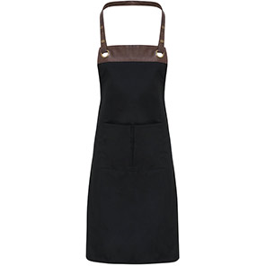 Premier Espresso PR123 Black/Brown Bib Apron