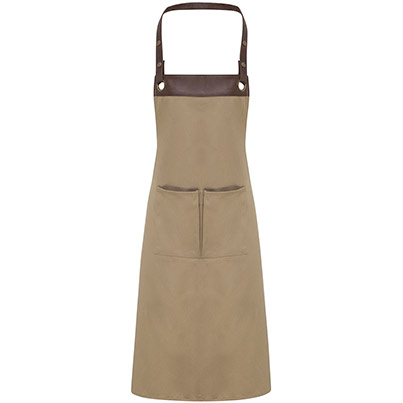 Premier Espresso PR123 Khaki/Brown Bib Apron