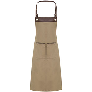 Premier Espresso PR123 Khaki/Brown Bib Apron