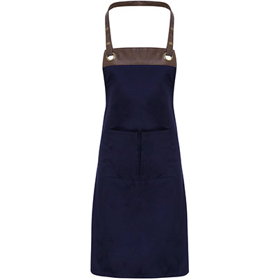 Premier Espresso PR123 Navy/Brown Bib Apron
