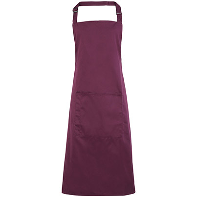 Premier PR154 Aubergine Bib Apron with Pocket