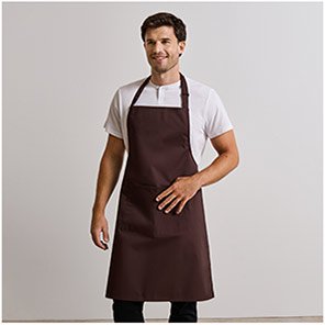 Premier PR154 Brown Bib Apron with Pocket