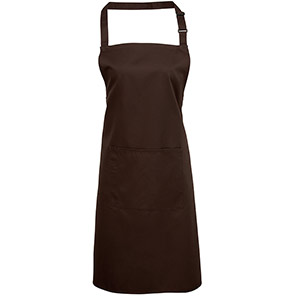 Premier PR154 Brown Bib Apron with Pocket