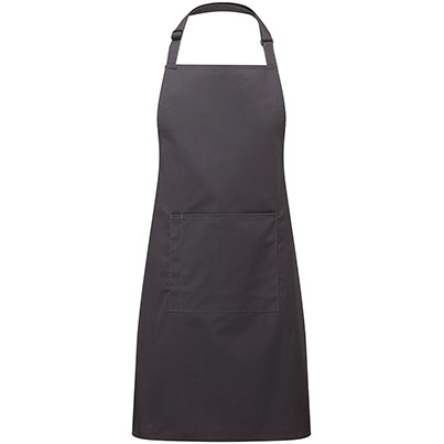 Premier PR154 Charcoal Bib Apron with Pocket