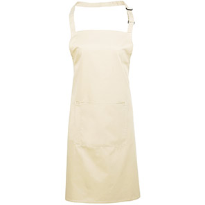 Premier PR154 Natural Bib Apron with Pocket