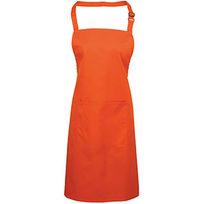 Premier PR154 Orange Bib Apron with Pocket
