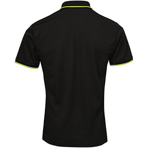Premier Coolchecker PR618 Black/Lime Polo Shirt
