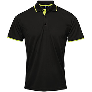 Premier Coolchecker PR618 Black/Lime Polo Shirt 4XL
