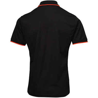 Premier Coolchecker PR618 Black/Orange Polo Shirt