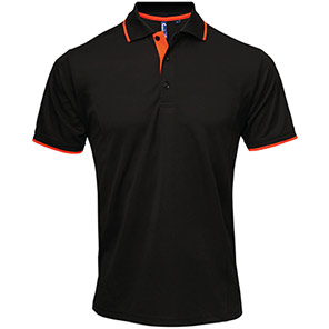 Premier Coolchecker PR618 Black/Orange Polo Shirt 4XL