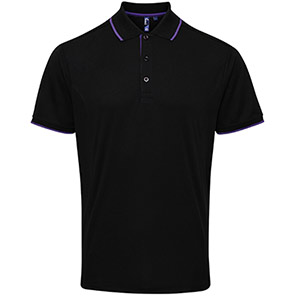 Premier Coolchecker PR618 Black/Purple Polo Shirt 4XL