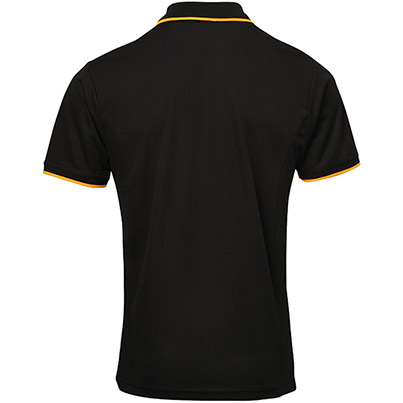 Premier Coolchecker PR618 Black/Sunflower Polo Shirt