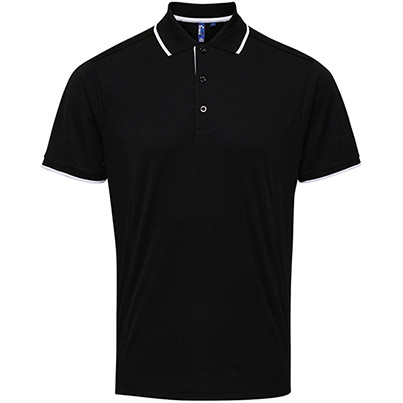 Premier Coolchecker PR618 Black/White Polo Shirt