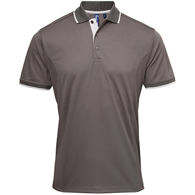 Premier Coolchecker PR618 Dark Grey/Silver Polo Shirt