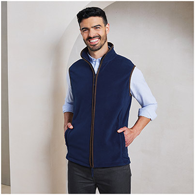 Premier Artisan PR803 Men’s Navy/Brown Fleece Body Warmer