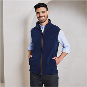 Premier Artisan PR803 Men’s Navy/Brown Fleece Body Warmer
