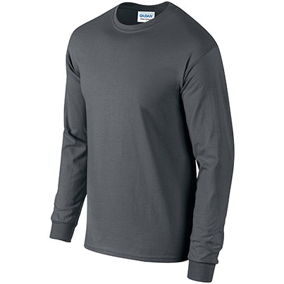 Gildan Ultra Cotton GD014 Charcoal Long-Sleeve T-Shirt