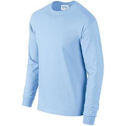 Gildan Ultra Cotton GD014 Light Blue Long-Sleeve T-Shirt