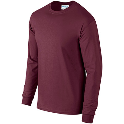 Gildan Ultra Cotton GD014 Maroon Long-Sleeve T-Shirt